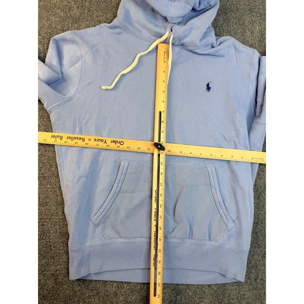 Polo Ralph Lauren Mens Size M Blue Fleece Hoodie Pullover Sweatshirt Embroidered - Picture 6 of 7